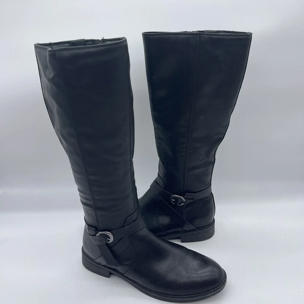Frye & Co Gaylin Women's Size 7M Stacked Heel Riding Boots FOF23 Black Zipper